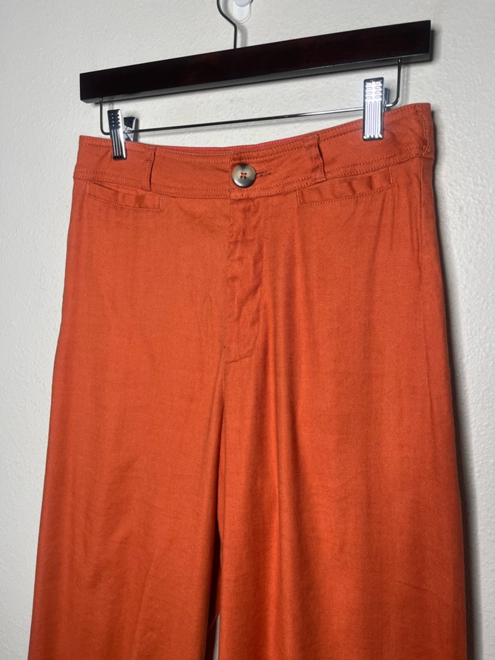 Maeve Anthropologie Wide-Leg Ettie Colette orange/terracotta Pants 28 M 6 8 - Picture 6 of 13